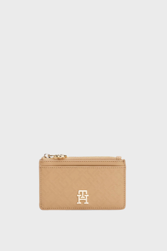 Tommy Hilfiger Monogram Logo Baskılı Fermuarlı Bayan Kartlık AW0AW17401 RBC KOYU HAKİ - 1