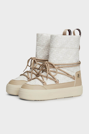 Tommy Hilfiger Monogramlı Bayan Kar Botu FW0FW08430 AEG BEJ - 3