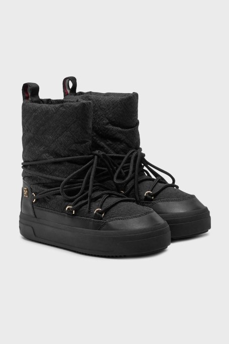 Tommy Hilfiger Monogramlı Bayan Kar Botu FW0FW08430 BDS SİYAH - 2