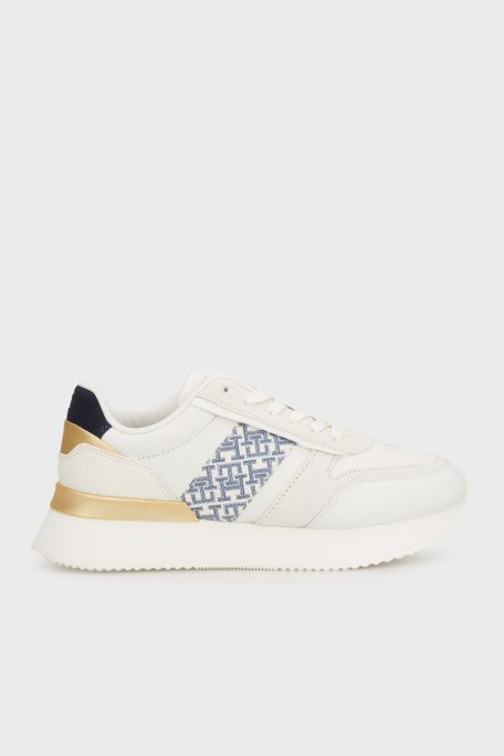 Tommy Hilfiger Monogramlı Kalın Taban Sneaker Bayan Ayakkabı FW0FW08387 YBL BEYAZ - 1