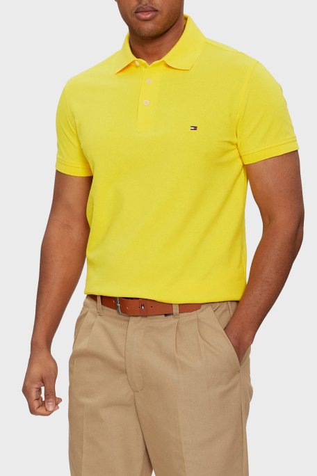 Tommy Hilfiger Organik Pamuklu Slim Fit Erkek Polo Yaka T Shirt MW0MW17771 ZGR SARI - 1