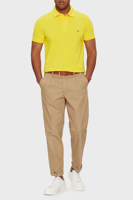 Tommy Hilfiger Organik Pamuklu Slim Fit Erkek Polo Yaka T Shirt MW0MW17771 ZGR SARI - 3