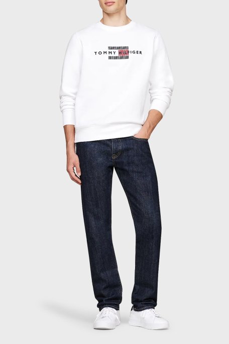 Tommy Hilfiger Pamuk Karışımlı Regular Fit Bisiklet Yaka Logolu Erkek Sweat MW0MW35541 YBR BEYAZ - 7