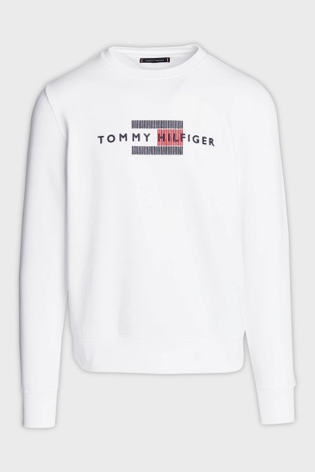 Tommy Hilfiger Pamuk Karışımlı Regular Fit Bisiklet Yaka Logolu Erkek Sweat MW0MW35541 YBR BEYAZ - 10