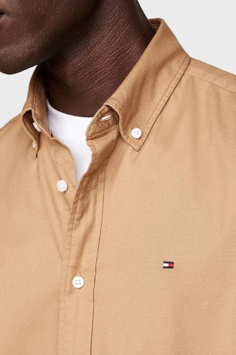 Tommy Hilfiger Pamuk Karışımlı Regular Fit Düğmeli Yaka Erkek Gömlek MW0MW36824 RBC KOYU HAKİ - 9