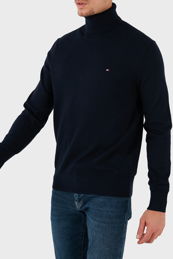 Tommy Hilfiger Pamuk ve Kaşmir Karışımlı Balıkçı Yaka Erkek Kazak MW0MW28048 DW5 LACİVERT - 5