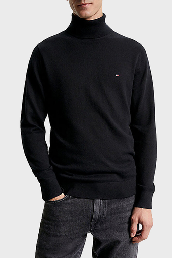 Tommy Hilfiger Pamuk ve Kaşmir Karışımlı Balıkçı Yaka Regular Fit Erkek Kazak MW0MW28048 BDS SİYAH - 1
