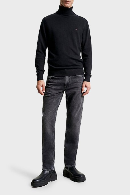 Tommy Hilfiger Pamuk ve Kaşmir Karışımlı Balıkçı Yaka Regular Fit Erkek Kazak MW0MW28048 BDS SİYAH - 8