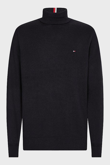 Tommy Hilfiger Pamuk ve Kaşmir Karışımlı Balıkçı Yaka Regular Fit Erkek Kazak MW0MW28048 BDS SİYAH - 10