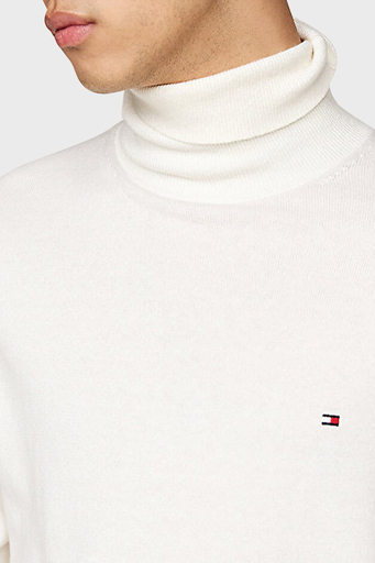 Tommy Hilfiger Pamuk ve Kaşmir Karışımlı Regular Fit Balıkçı Yaka Erkek Kazak MW0MW28048 YBI BEYAZ - 4