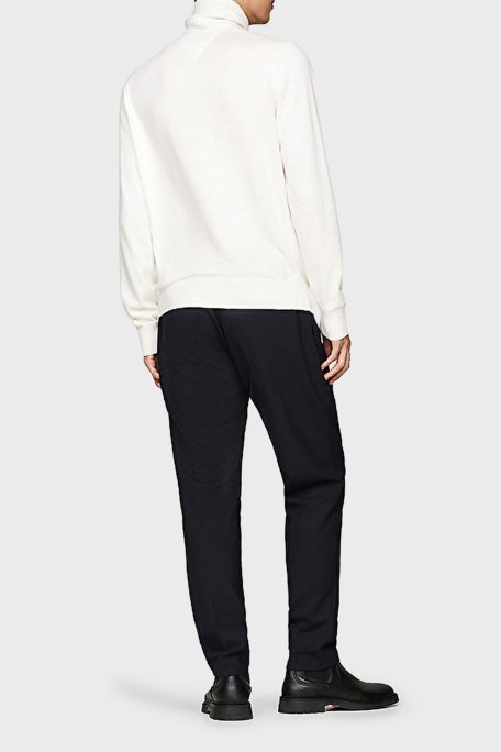 Tommy Hilfiger Pamuk ve Kaşmir Karışımlı Regular Fit Balıkçı Yaka Erkek Kazak MW0MW28048 YBI BEYAZ - 3