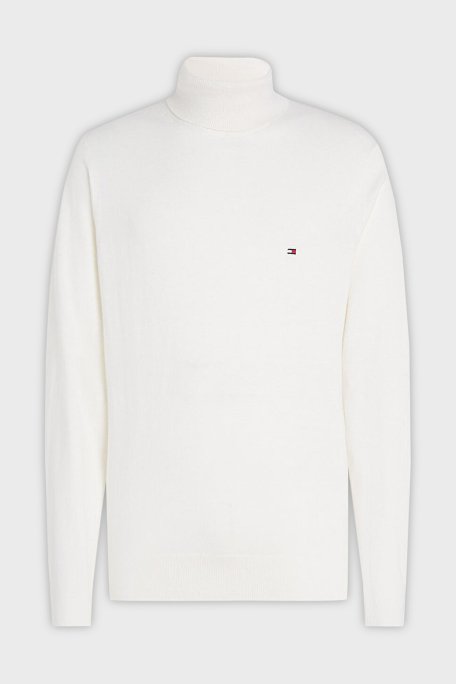 Tommy Hilfiger Pamuk ve Kaşmir Karışımlı Regular Fit Balıkçı Yaka Erkek Kazak MW0MW28048 YBI BEYAZ - 5