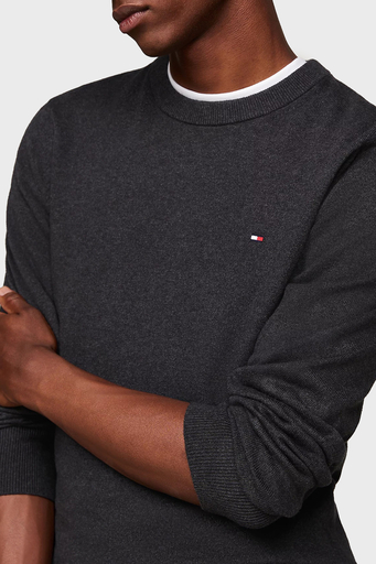 Tommy Hilfiger Pamuk ve Kaşmir Karışımlı Regular Fit Bisiklet Yaka Erkek Kazak MW0MW28046 P92 GRİ - 4