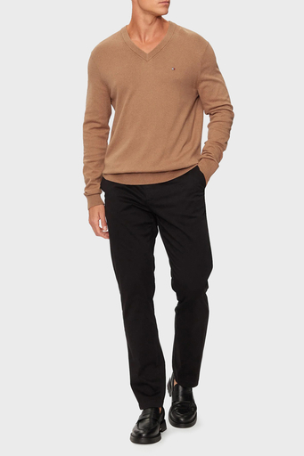 Tommy Hilfiger Pamuk ve Kaşmir Karışımlı Regular Fit V Yaka Erkek Kazak MW0MW28047 RBC KOYU HAKİ - 3