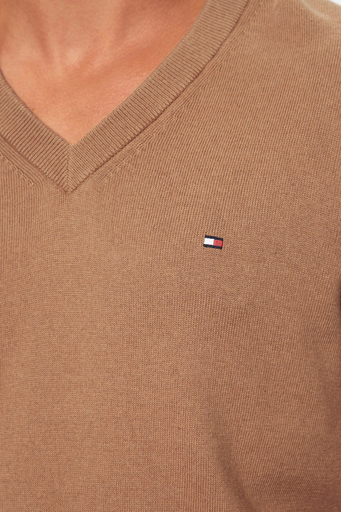 Tommy Hilfiger Pamuk ve Kaşmir Karışımlı Regular Fit V Yaka Erkek Kazak MW0MW28047 RBC KOYU HAKİ - 5