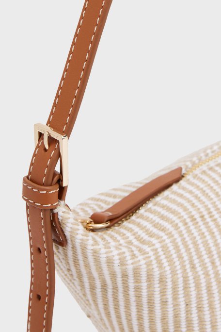Tommy Hilfiger Pamuklu Çizgili Ayarlanabilir Askılı Bayan Çanta AW0AW17177 0F4 BEJ - 4