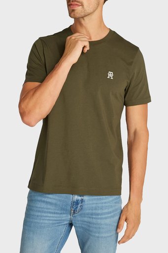 Tommy Hilfiger Pamuklu Comfort Fit Bisiklet Yaka Erkek T Shirt MW0MW33987 RBN KOYU HAKİ - 1