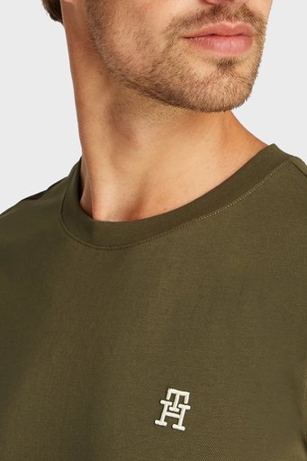 Tommy Hilfiger Pamuklu Comfort Fit Bisiklet Yaka Erkek T Shirt MW0MW33987 RBN KOYU HAKİ - 3