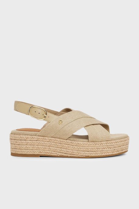 Tommy Hilfiger Pamuklu Plartform Espadril Bayan Sandalet FW0FW08669 ACC BEJ - 1