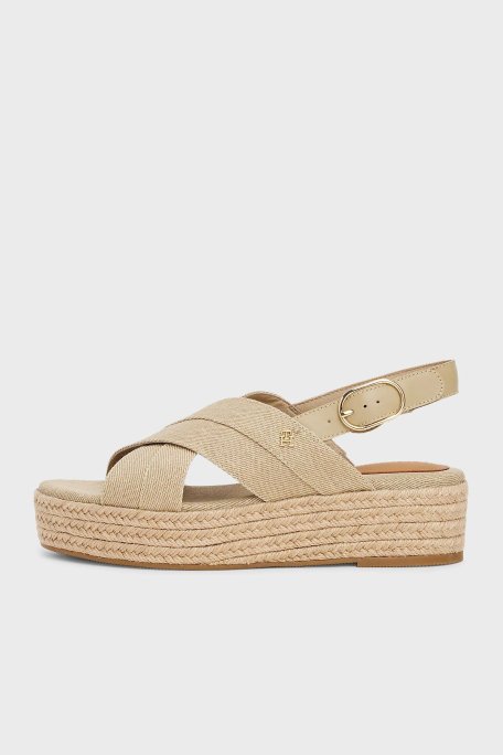 Tommy Hilfiger Pamuklu Plartform Espadril Bayan Sandalet FW0FW08669 ACC BEJ - 3