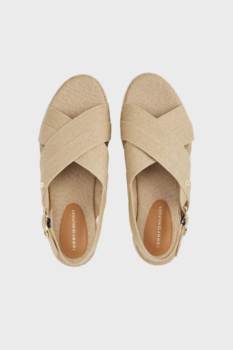Tommy Hilfiger Pamuklu Plartform Espadril Bayan Sandalet FW0FW08669 ACC BEJ - 5