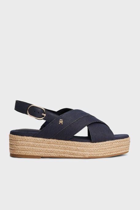 Tommy Hilfiger Pamuklu Plartform Espadril Bayan Sandalet FW0FW08669 DW6 LACİVERT - 1