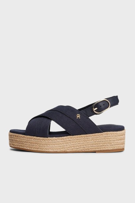 Tommy Hilfiger Pamuklu Plartform Espadril Bayan Sandalet FW0FW08669 DW6 LACİVERT - 2