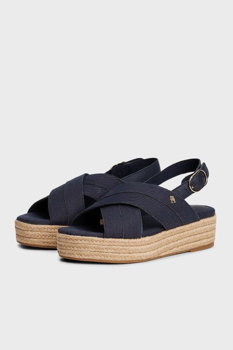 Tommy Hilfiger Pamuklu Plartform Espadril Bayan Sandalet FW0FW08669 DW6 LACİVERT - 3