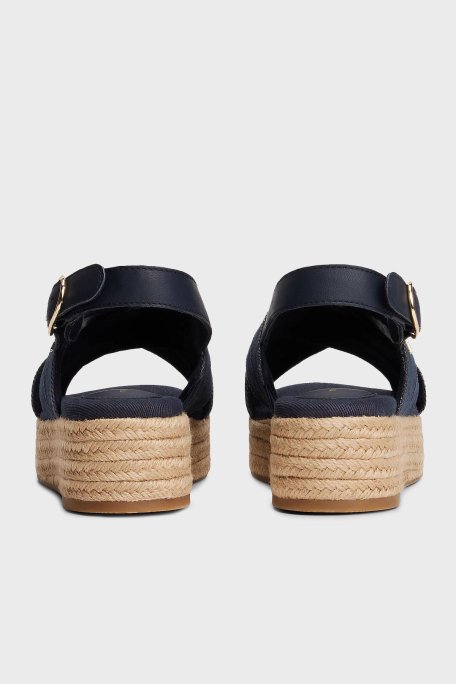 Tommy Hilfiger Pamuklu Plartform Espadril Bayan Sandalet FW0FW08669 DW6 LACİVERT - 5