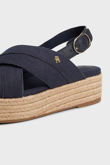 Tommy Hilfiger Pamuklu Plartform Espadril Bayan Sandalet FW0FW08669 DW6 LACİVERT - 6