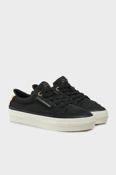 Tommy Hilfiger Pamuklu Platform Taban Sneaker Bayan Ayakkabı FW0FW08323 BDS SİYAH - 2