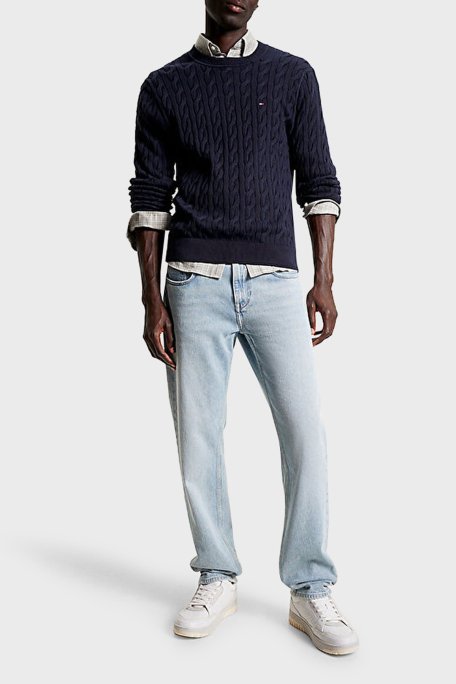 Tommy Hilfiger Pamuklu Regular Fit Bisiklet Yaka Erkek Kazak MW0MW33132 DW5 LACİVERT - 1