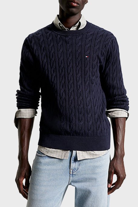 Tommy Hilfiger Pamuklu Regular Fit Bisiklet Yaka Erkek Kazak MW0MW33132 DW5 LACİVERT - 3