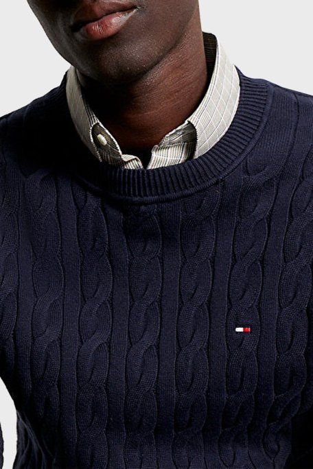 Tommy Hilfiger Pamuklu Regular Fit Bisiklet Yaka Erkek Kazak MW0MW33132 DW5 LACİVERT - 4