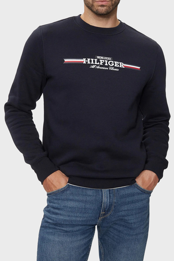 Tommy Hilfiger Pamuklu Regular Fit Bisiklet Yaka Erkek Sweat MW0MW35530 DW5 LACİVERT - 1
