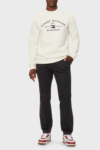 Tommy Hilfiger Pamuklu Regular Fit Bisiklet Yaka Logo Nakışlı Erkek Sweat MW0MW35526 Z00 AÇIK BEJ - 3