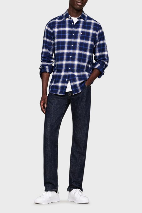 Tommy Hilfiger Pamuklu Regular Fit Ekoseli Erkek Gömlek MW0MW36842 0MS LACİVERT-BEYAZ - 1
