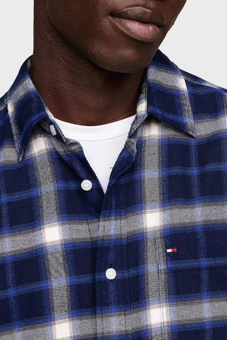 Tommy Hilfiger Pamuklu Regular Fit Ekoseli Erkek Gömlek MW0MW36842 0MS LACİVERT-BEYAZ - 4