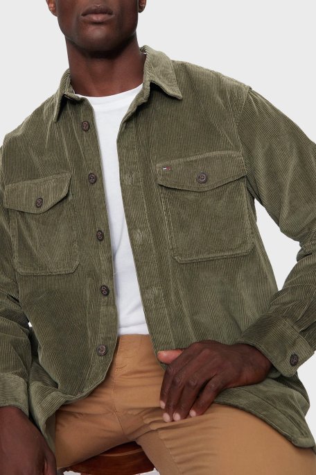 Tommy Hilfiger Pamuklu Regular Fit Kadife Erkek Gömlek MW0MW36855 RBN KOYU HAKİ - 2