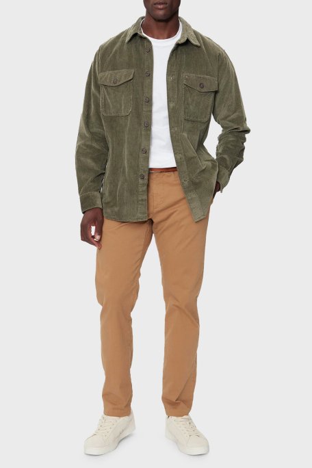 Tommy Hilfiger Pamuklu Regular Fit Kadife Erkek Gömlek MW0MW36855 RBN KOYU HAKİ - 3