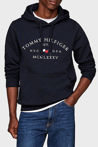 Tommy Hilfiger Pamuklu Regular Fit Kanguru Cepli Kapüşonlu Erkek Sweat MW0MW37244 DW5 LACİVERT - 3