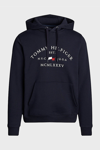 Tommy Hilfiger Pamuklu Regular Fit Kanguru Cepli Kapüşonlu Erkek Sweat MW0MW37244 DW5 LACİVERT - 5
