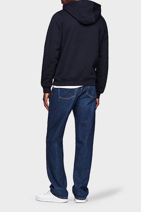 Tommy Hilfiger Pamuklu Regular Fit Kanguru Cepli Kapüşonlu Erkek Sweat MW0MW37244 DW5 LACİVERT - 8