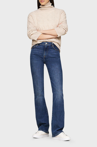 Tommy Hilfiger Pamuklu Regular Fit Yüksek Bel Geniş Paça Jeans Bayan Kot Pantolon WW0WW43494 1BL MAVİ - 3