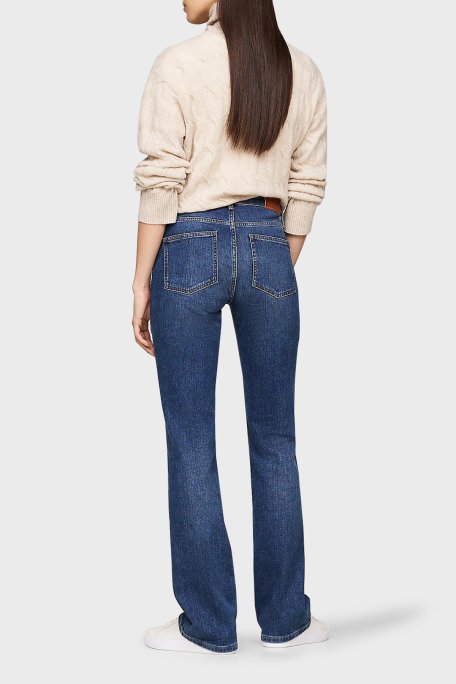 Tommy Hilfiger Pamuklu Regular Fit Yüksek Bel Geniş Paça Jeans Bayan Kot Pantolon WW0WW43494 1BL MAVİ - 2