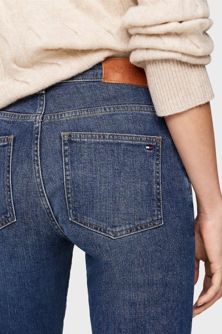 Tommy Hilfiger Pamuklu Regular Fit Yüksek Bel Geniş Paça Jeans Bayan Kot Pantolon WW0WW43494 1BL MAVİ - 4
