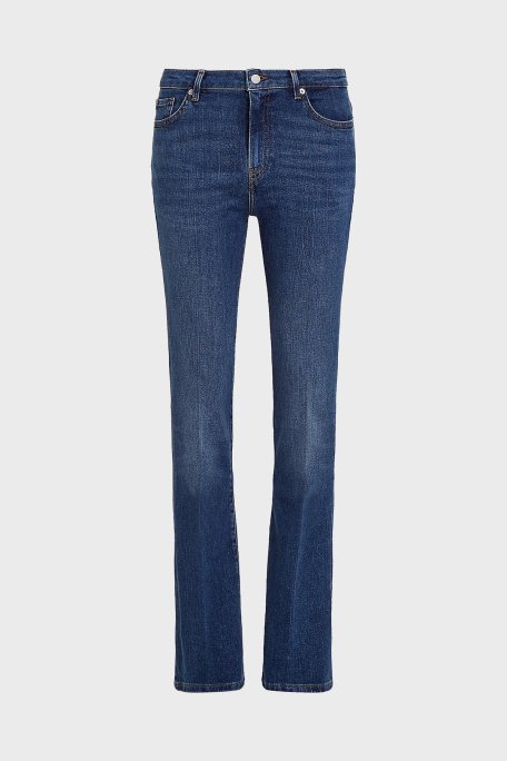 Tommy Hilfiger Pamuklu Regular Fit Yüksek Bel Geniş Paça Jeans Bayan Kot Pantolon WW0WW43494 1BL MAVİ - 5