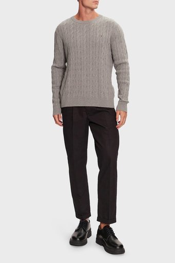 Tommy Hilfiger Pamuklu Relaxed Fit Bisiklet Yaka Örme Erkek Kazak MW0MW33132 P91 GRİ - 8