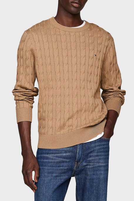 Tommy Hilfiger Pamuklu Relaxed Fit Bisiklet Yaka Örme Erkek Kazak MW0MW33132 RBC KOYU HAKİ - 1