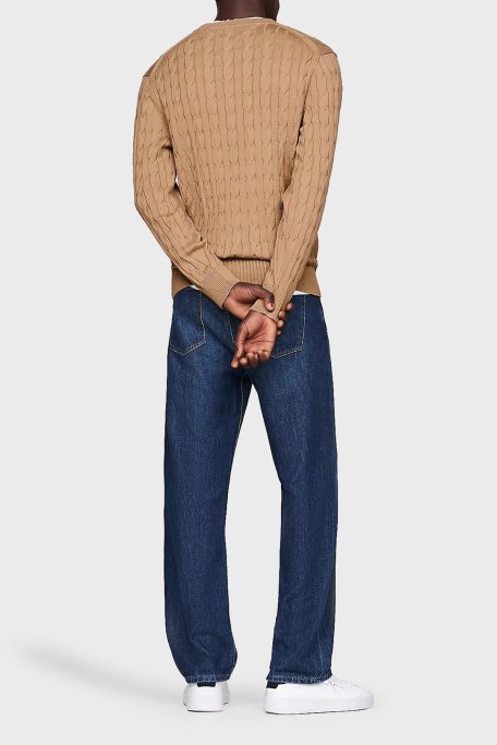 Tommy Hilfiger Pamuklu Relaxed Fit Bisiklet Yaka Örme Erkek Kazak MW0MW33132 RBC KOYU HAKİ - 2